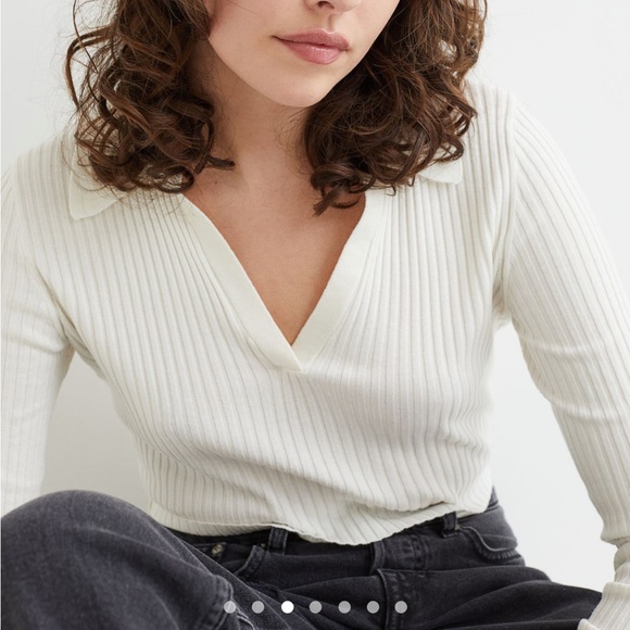 H&M Collared Rib-Knit Top - Picture 5 of 8